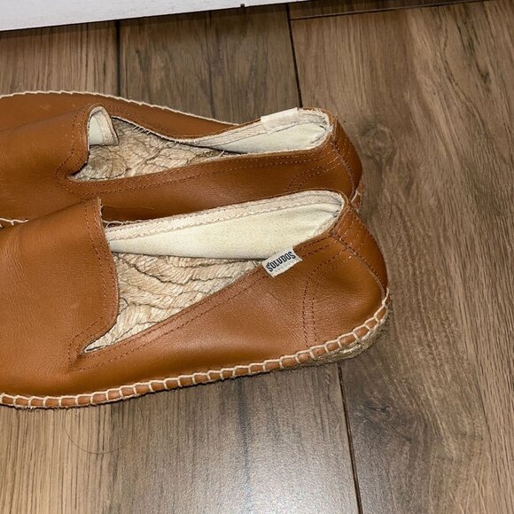 Soludos The Seville Smoking Slipper Platform Tan Congac Leather Size 8 - Picture 4 of 10